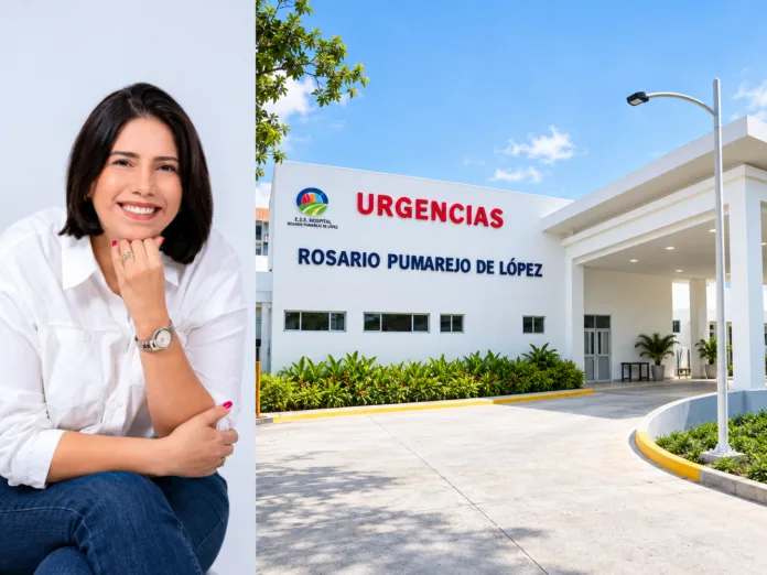 Lina de Armas junto al Hospital Rosario Pumarejo de López en Valledupar