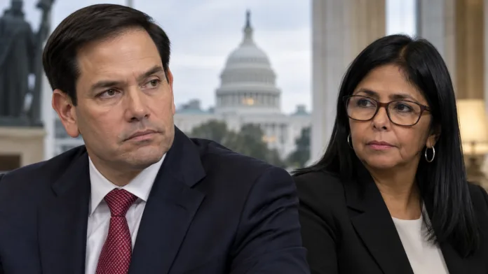 Marco Rubio y Delcy Rodríguez en contexto de elecciones en Venezuela 2027