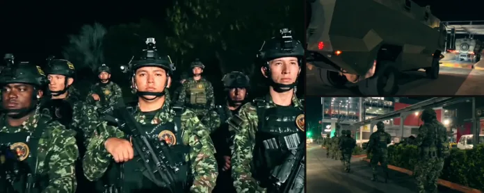 Soldados del Ejército Nacional durante operaciones nocturnas de seguridad en Cúcuta, Norte de Santander.