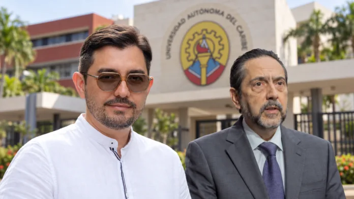 Alex Pérez y Jorge Senior en composición editorial sobre la crisis de Uniautónoma y la salida del decano.