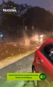 Tormenta con granizo en Paraguay afecta una vía de Asunción