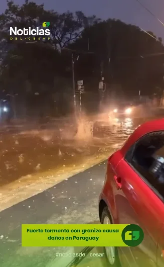 Tormenta con granizo en Paraguay afecta una vía de Asunción